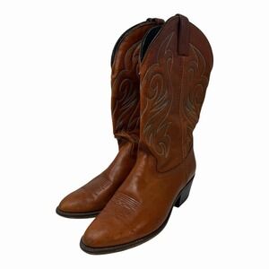 LAREDO MEN'S 6024 BROWN LEATHER PULL ON COWBOY BOOTS SIZE 8 D